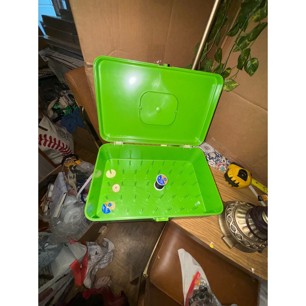 Vintage Wil-hold Lime Green Sewing Box Organizer Wilson Mfg USA Mid Century